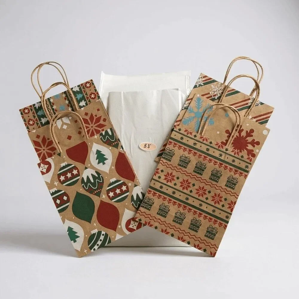 B8 and B8.5 Christmas Holiday Gift Bags Set of 6